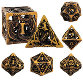 Dinosaur Hollow Metal Dice Set – Solid Copper 3 Antique Colors